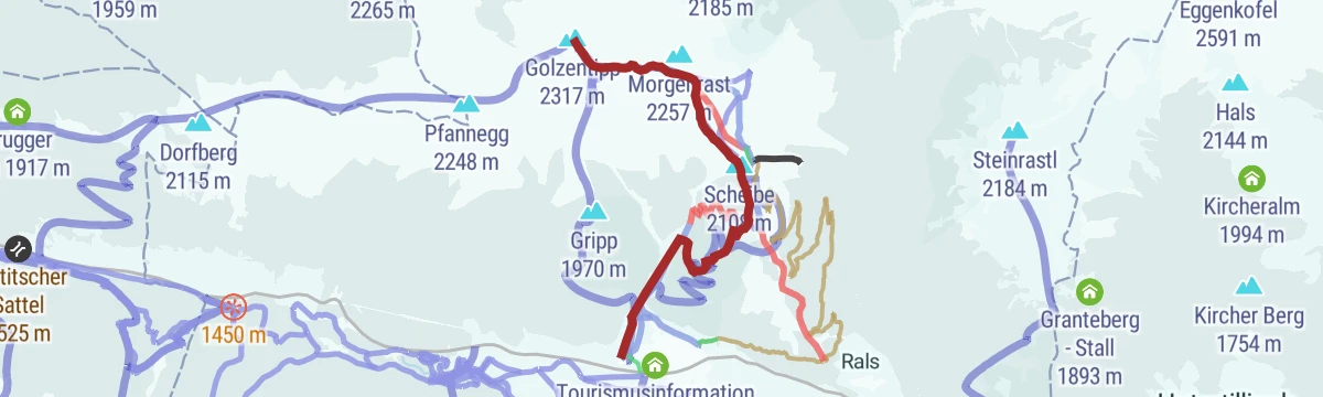 Route map: Skitour Golzentipp über Moschtreit